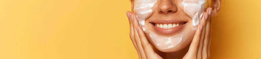 Fototapeta premium Close up beauty woman face with empty background.