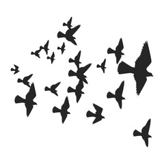 Illustration of a Flock of Birds Flying in the Sky