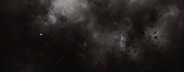 Suelo de hormig&oacute;n con humo o niebla en una habitaci&oacute;n oscura con foco. calle asfaltada, fondo negro	