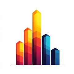 Vibrant Growth Chart: Abstract 3D bar graph soaring high in bold colors, representing financial success and market upward trends. 