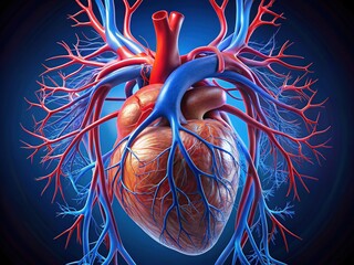 Blood flows from the aorta into the left and right coronary arteries, servicing the heart muscle before returning to the right and left atria via the coronary veins.