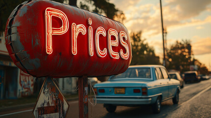 Fototapeta premium A vintage neon sign reading 