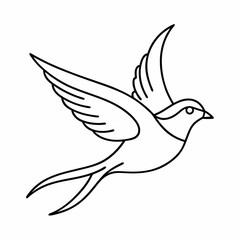 Flying bird continuous line drawing element