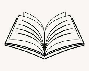 One line drawing of opened book