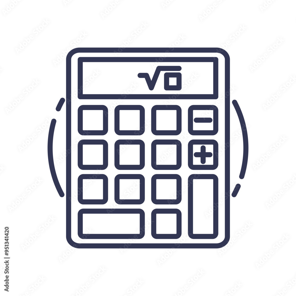 Poster line art of a calculator symbolizing logic and precision in mathematical calculations.
