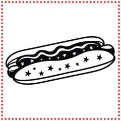 Tasty hot dog graphic, ideal for adding flavor to your culinary designs.