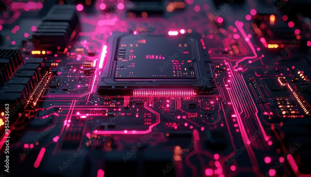 Poster illuminated circuit board with central processor