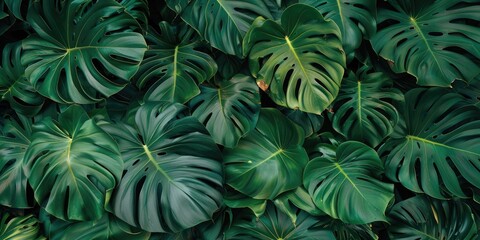 Vibrant Monstera Foliage in a Richly Verdant Tropical Environment