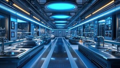 Obraz premium Futuristic Laboratory with Advanced Equipment and Bright Lighting