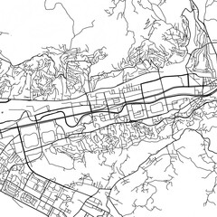 Naklejka premium Sarajevo Bosnia and Herzegovina City Monochrome Black and White Minimalist Street Road Aesthetic Decoration Map