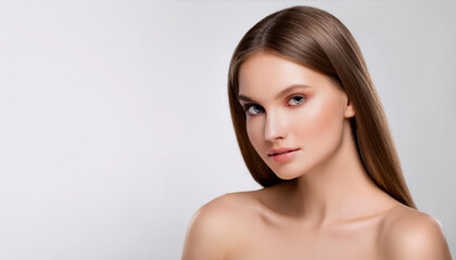 Naklejka premium 20-year-old girl with a radiant and healthy skin appearance, showcasing youthful vitality. 