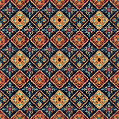 Embroidered seamless geometric pattern. Carpet decoration
