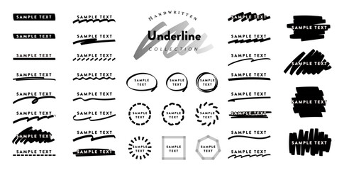 Handwritten marker underline vector material set © fromage