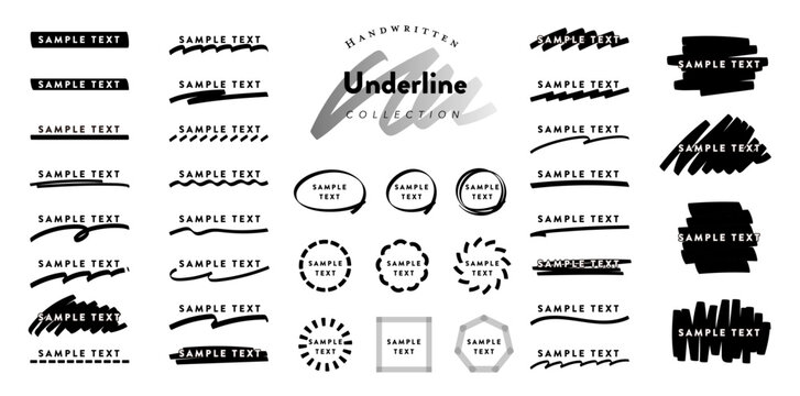 Handwritten marker underline vector material set