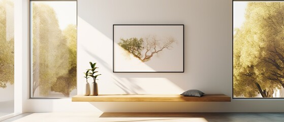 Empty picture frame in the wall
