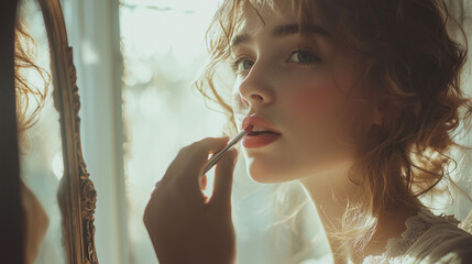 リップを塗る女性