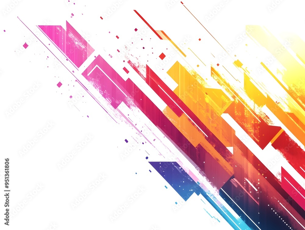 Poster vibrant business growth banner with upward pointing arrows and abstract geometric patterns
