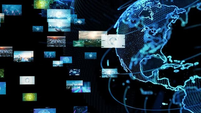 Composite concept of multiple video screens and global network