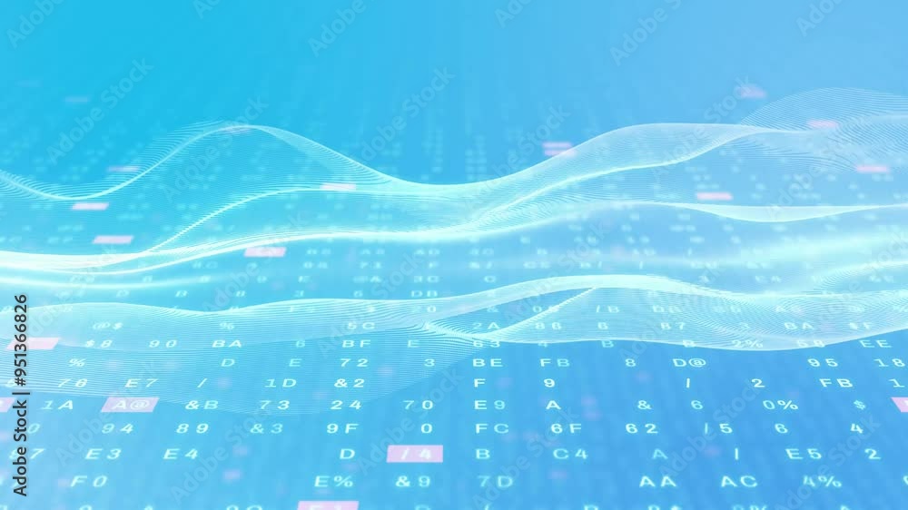 Poster composite concept of wavy waveforms and digital technology