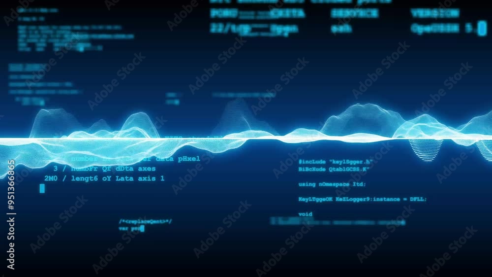 Aufkleber Composite concept of wavy waveforms and coding data