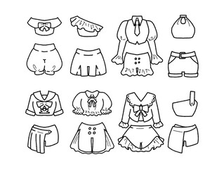 白のアイドル衣装のイラストセット