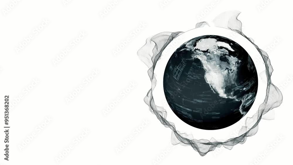 Poster Composite concept of wavy waveforms and global network