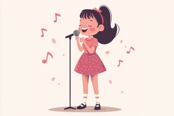 a girl singing with a microphone , karaoke, stage performance, singing, sing on stage ,singer