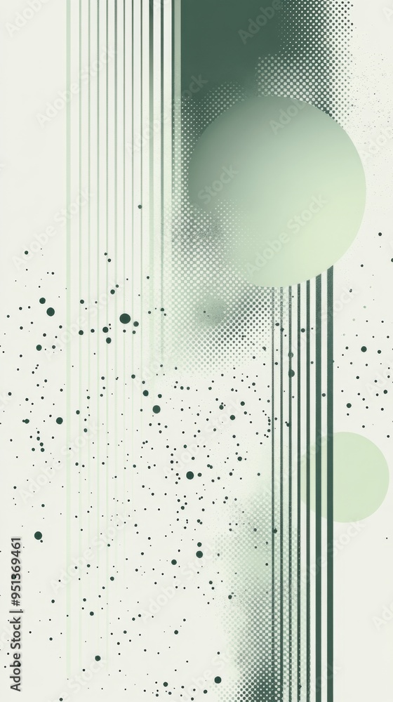 Poster vertical light green stripes and dot pattern background. simple shape and space for business web ban