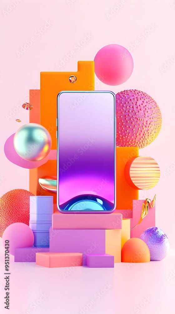Poster visionary tech product launch banner with monolithic device and bold constructivist aesthetics