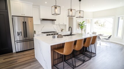 Functional and stylish modern kitchen in a new home, featuring a sleek design and high-end finishes.