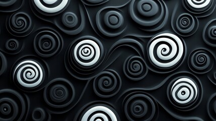 Abstract Spiral Pattern Black and White Background