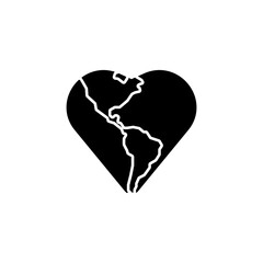 Earth love heart icon.