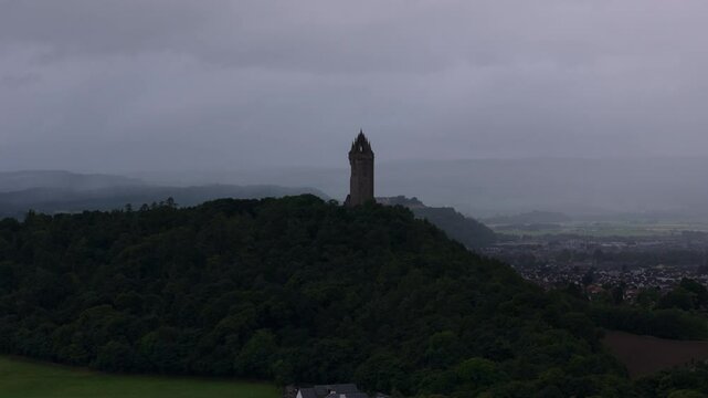 Aerial view of the National Wallace Monument in Stirling.