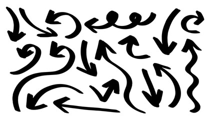Hand drawn brush vector arrows