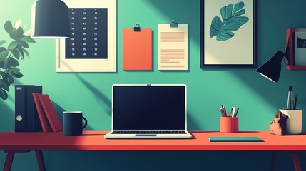 3D Vector Illustration of a Modern Home Office for a Small Business Owner