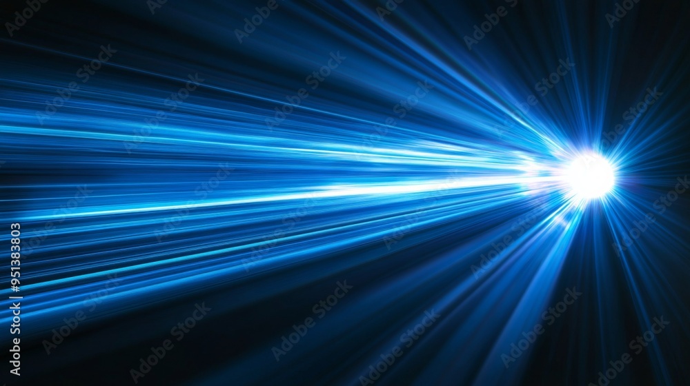 Poster moving blue light streak ray on a dark background. dynamic and modern effect ideal for technology an