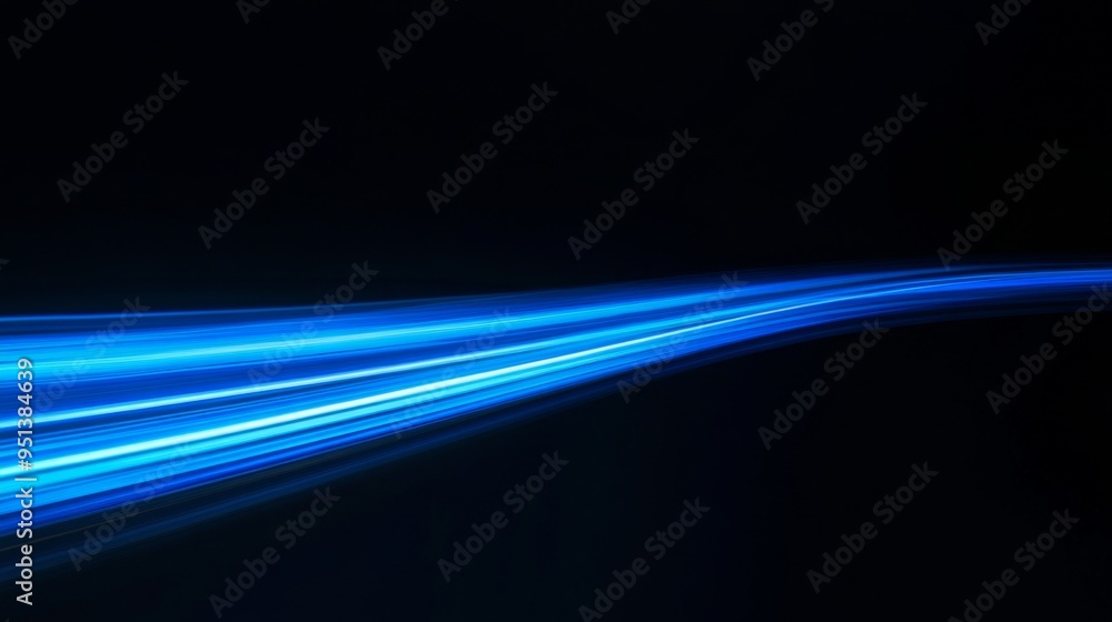 Poster moving blue light streak ray on a dark background. dynamic and modern effect ideal for technology an