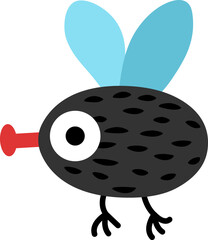 Vector cartoon fly. Funny prehistoric insect. Woodland beetle. Cute forest or garden illustration for kids isolated on white background. Tropical or rainforest bug icon