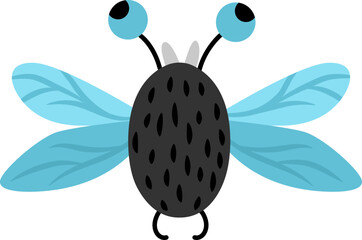 Fototapeta premium Vector cartoon fly. Funny prehistoric insect. Woodland beetle. Cute forest or garden illustration for kids isolated on white background. Tropical or rainforest bug icon