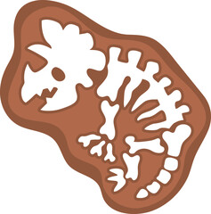 Vector triceratops bones icon. Cute dinosaur fossils illustration for kids. Funny excavated dino clipart for children isolated on white background. Cartoon prehistoric animal picture