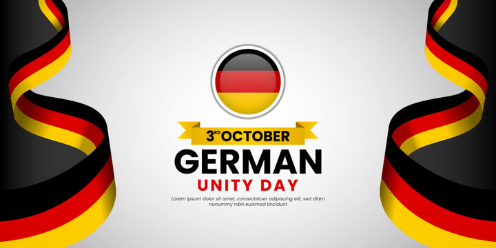 German Unity Day background on October 3rd with Germany waving ribbon flag