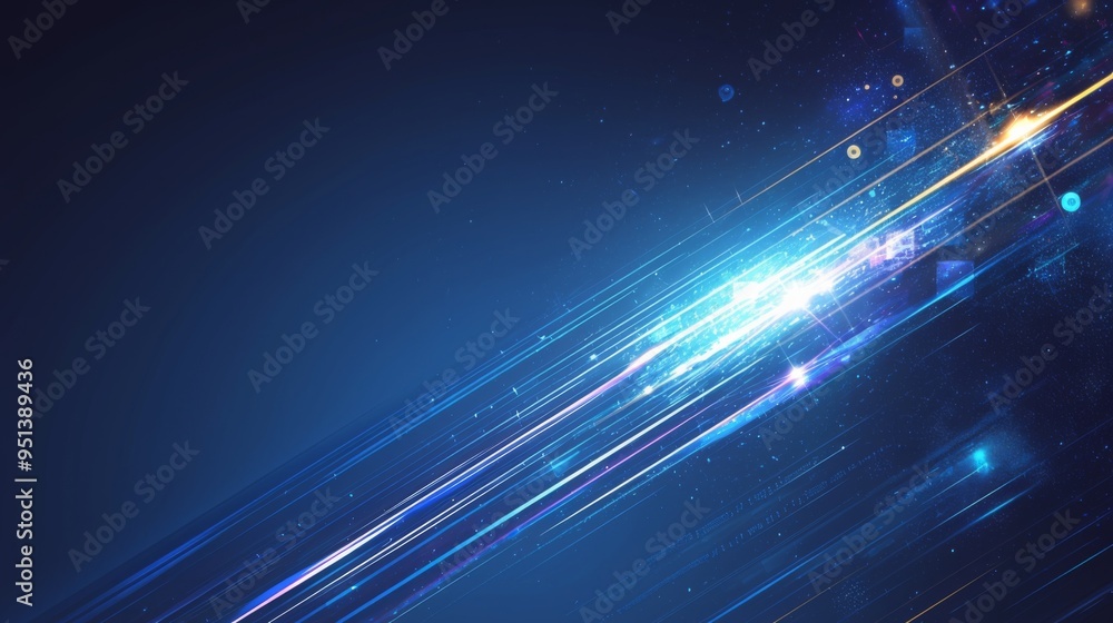 Poster optical data concept with glowing lines on dark background. high-speed data transmission enabled by 