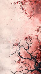 Naklejka premium vintage cherry blossom plants pattern illustration poster background