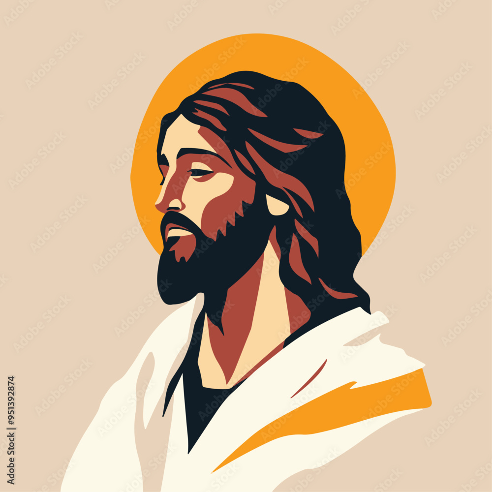 Wall mural Vector illustration of  Lord Jesus Christ in simple minimalistic art form