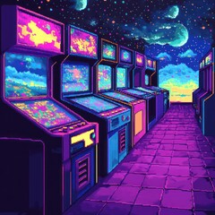 Pixel art of a classic arcade game By Generated AI