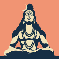 Vector illustration of  Hindu Lord Siva in simple minimalistic art form