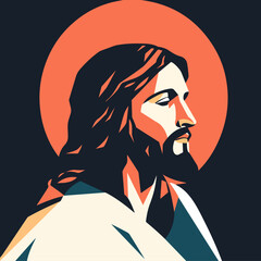Vector illustration of  Lord Jesus Christ in simple minimalistic art form