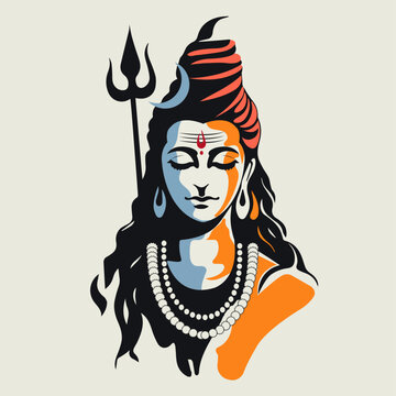 recommend clip art: Vector illustration of  Hindu Lord Siva in simple minimalistic art form