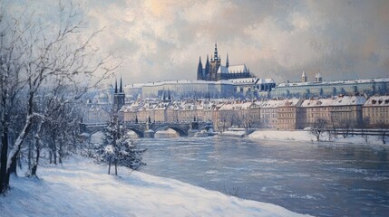 Gothic castle above Vltava in March