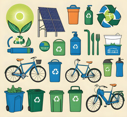 Sustainable Living Vector Set